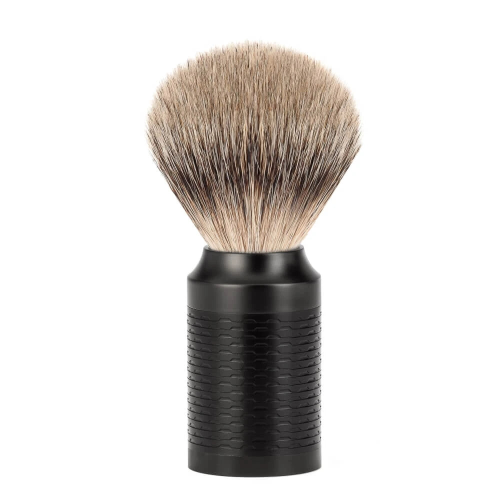 Barbersæt med DE-skraber, Barberkost og Holder, Rocca, Sort rustfrit stål