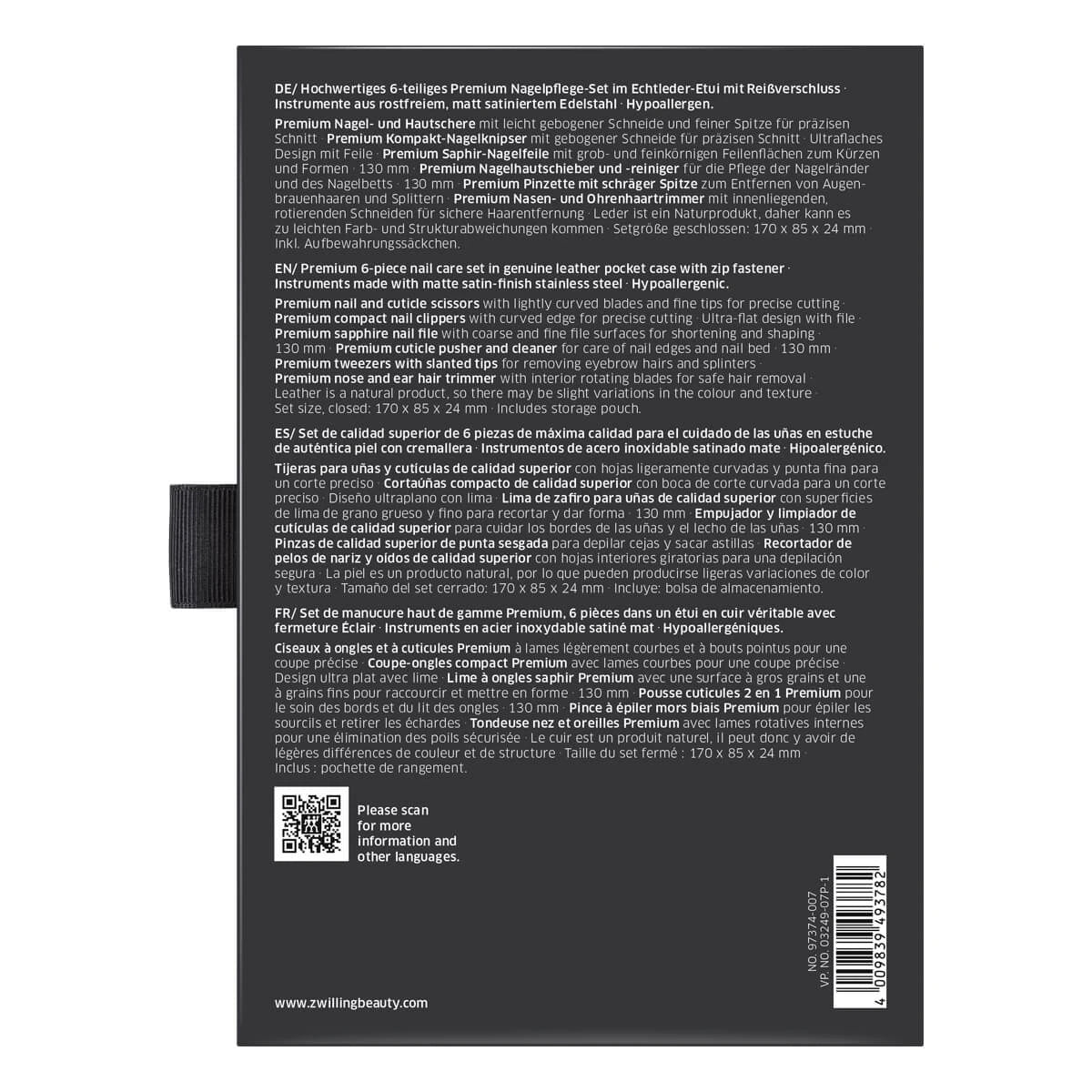 Manicuresæt, 6 dele, Sort Læder