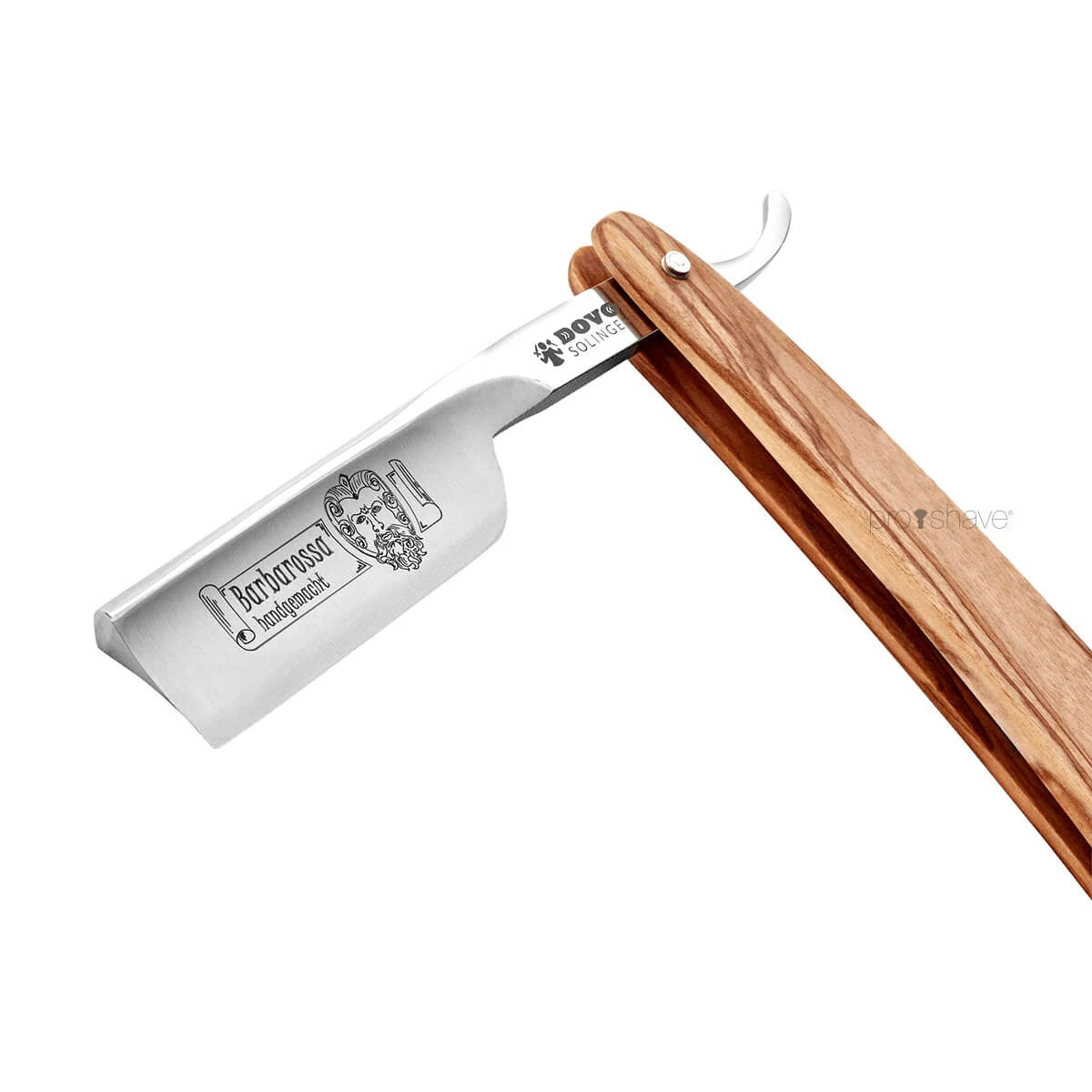 Straight Razor 5/8, Square point, Barbarossa, Kort, Oliventræ