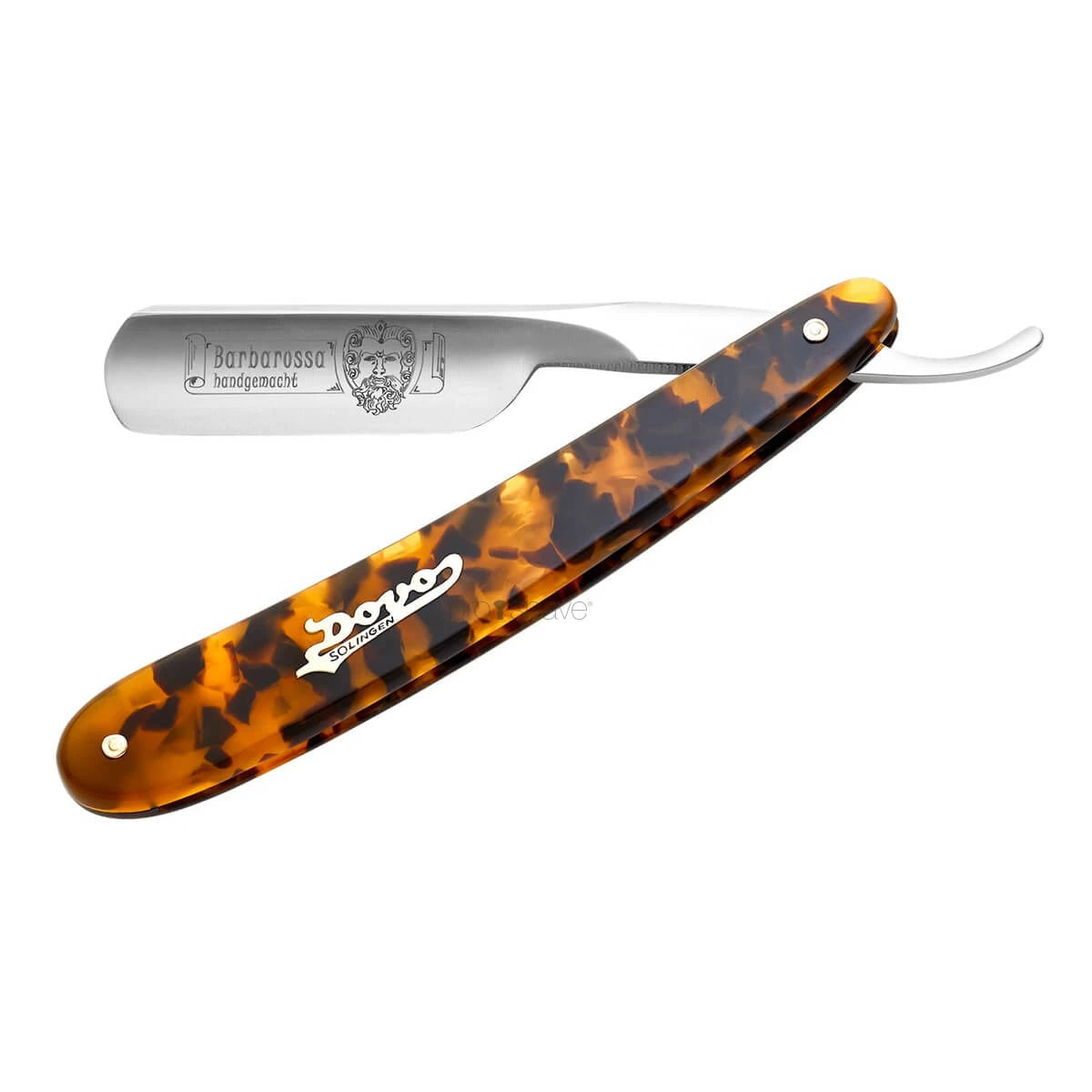 Straight Razor 5/8, Round nose, Barbarossa, Kort, Imit. skildpaddeskjold