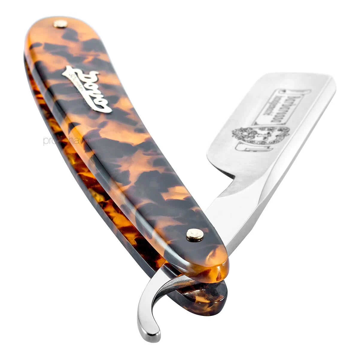 Straight Razor 5/8, Round nose, Barbarossa, Kort, Imit. skildpaddeskjold