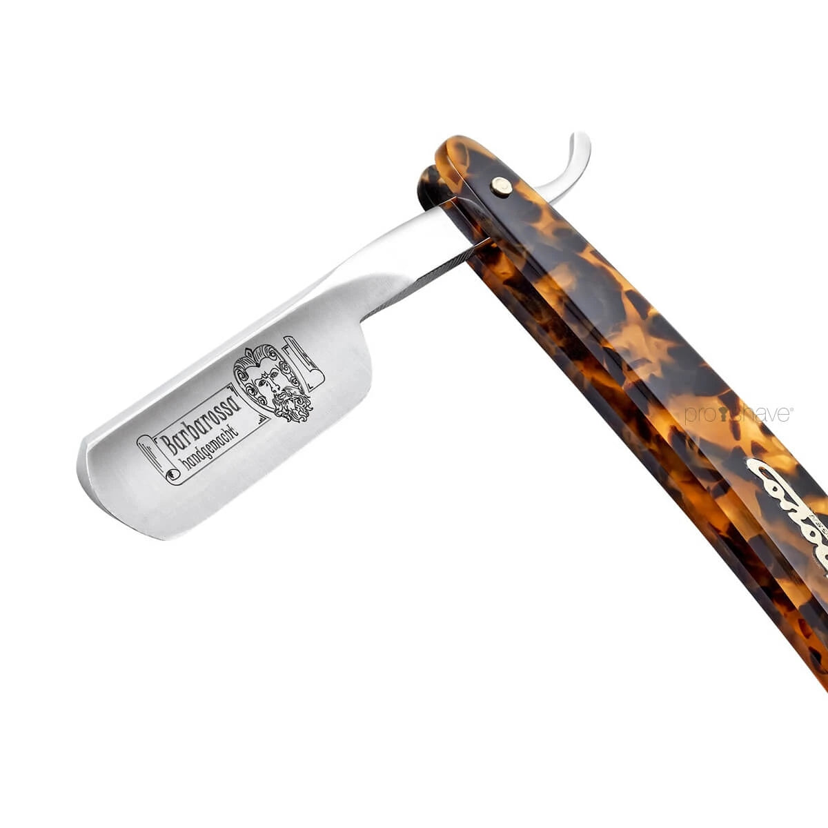 Straight Razor 5/8, Round nose, Barbarossa, Kort, Imit. skildpaddeskjold