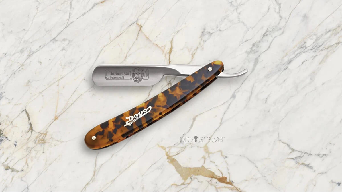 Straight Razor 5/8, Round nose, Barbarossa, Kort, Imit. skildpaddeskjold