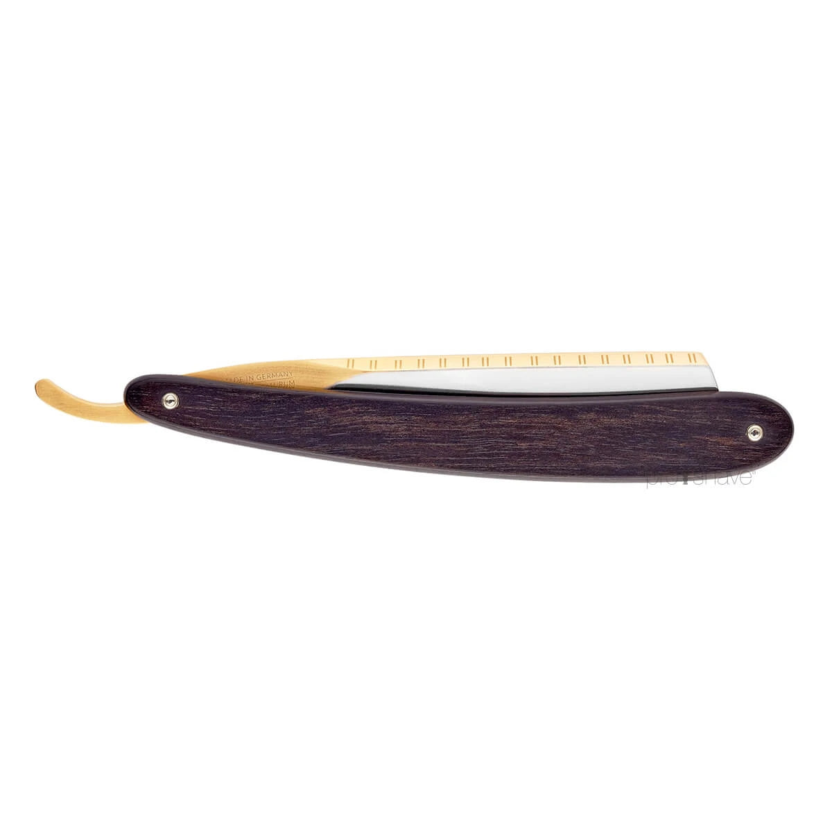 Straight Razor 6/8, Round nose, Bismarck, Ibenholt