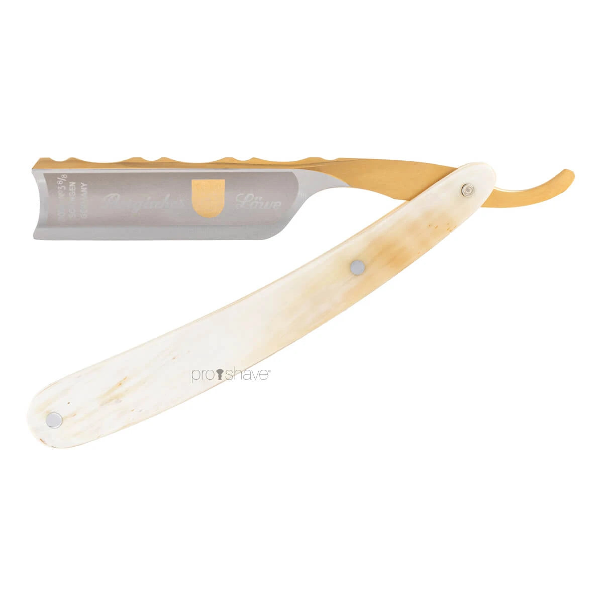 Straight Razor 6/8, Spanish point, Bergischer Löwe, Horn