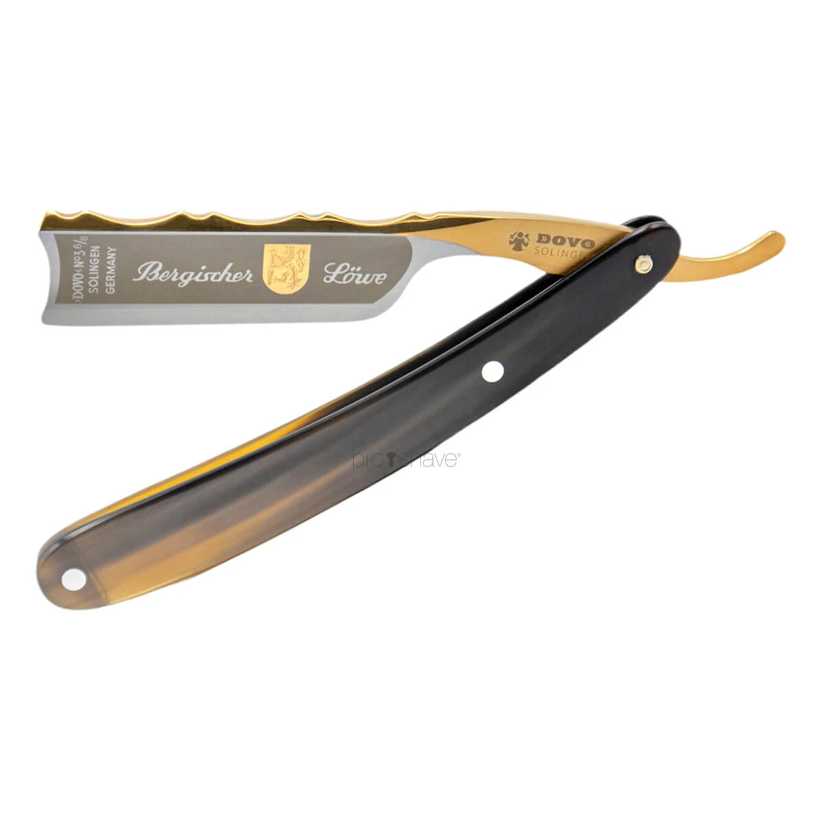 Straight Razor 6/8, Spanish point, Bergischer Löwe, Horn