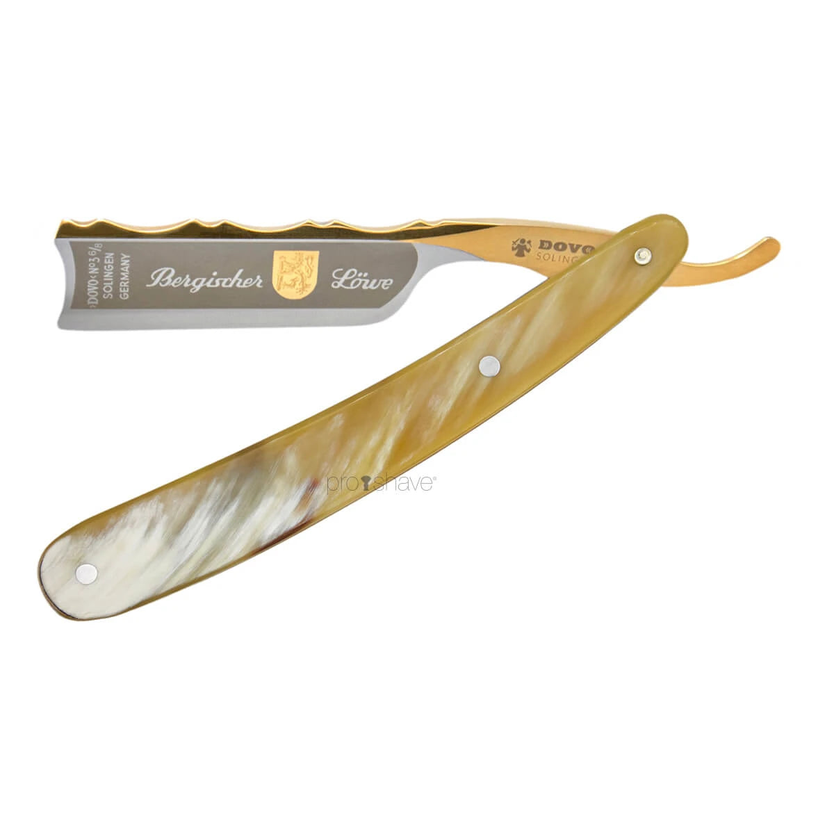 Straight Razor 6/8, Spanish point, Bergischer Löwe, Horn