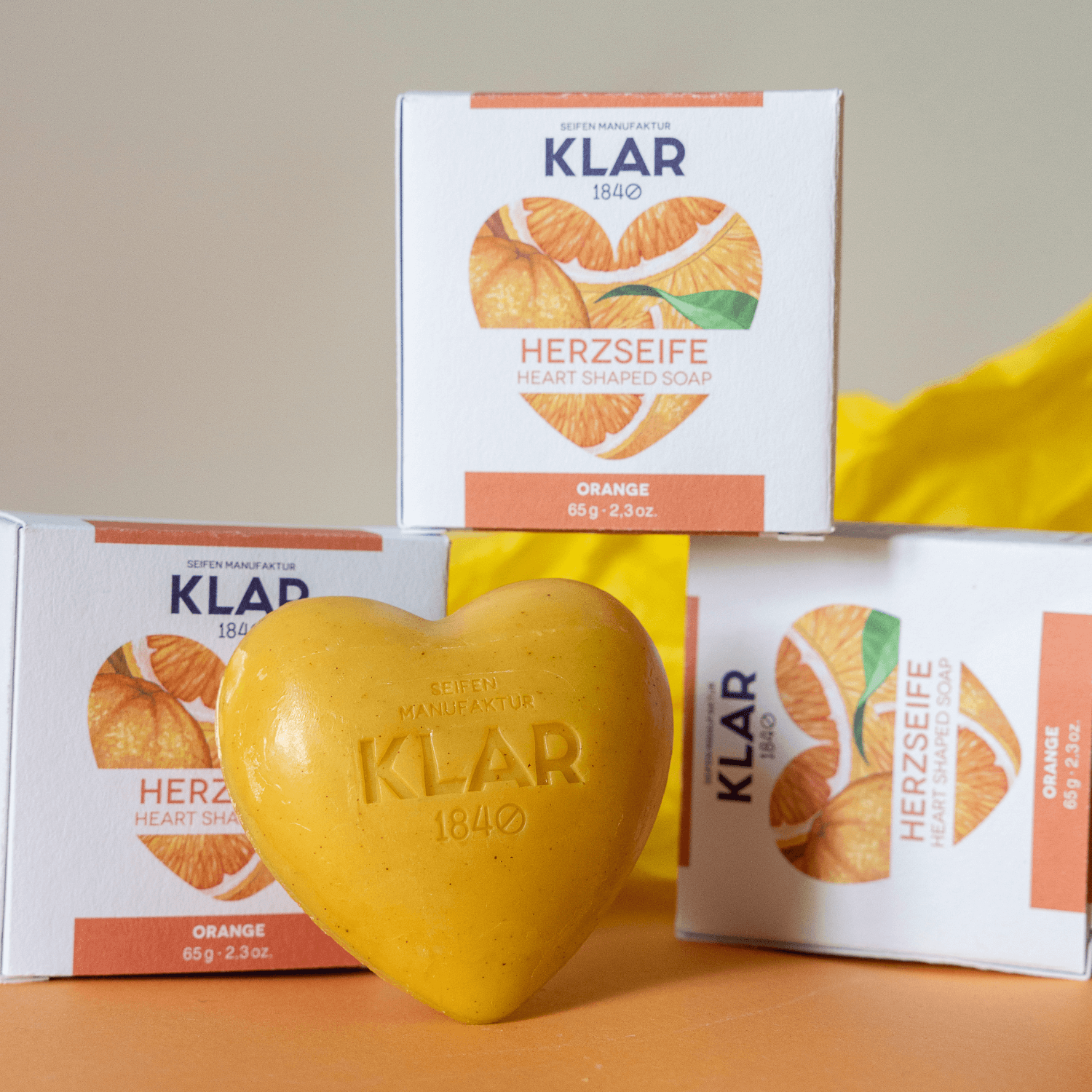 Hjerteformet sæbe, Appelsin, 65 gr.