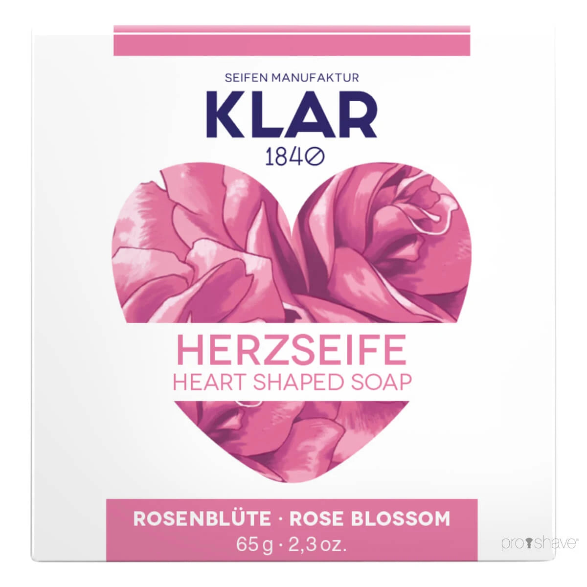 Hjerteformet sæbe, Rose, 65 gr.