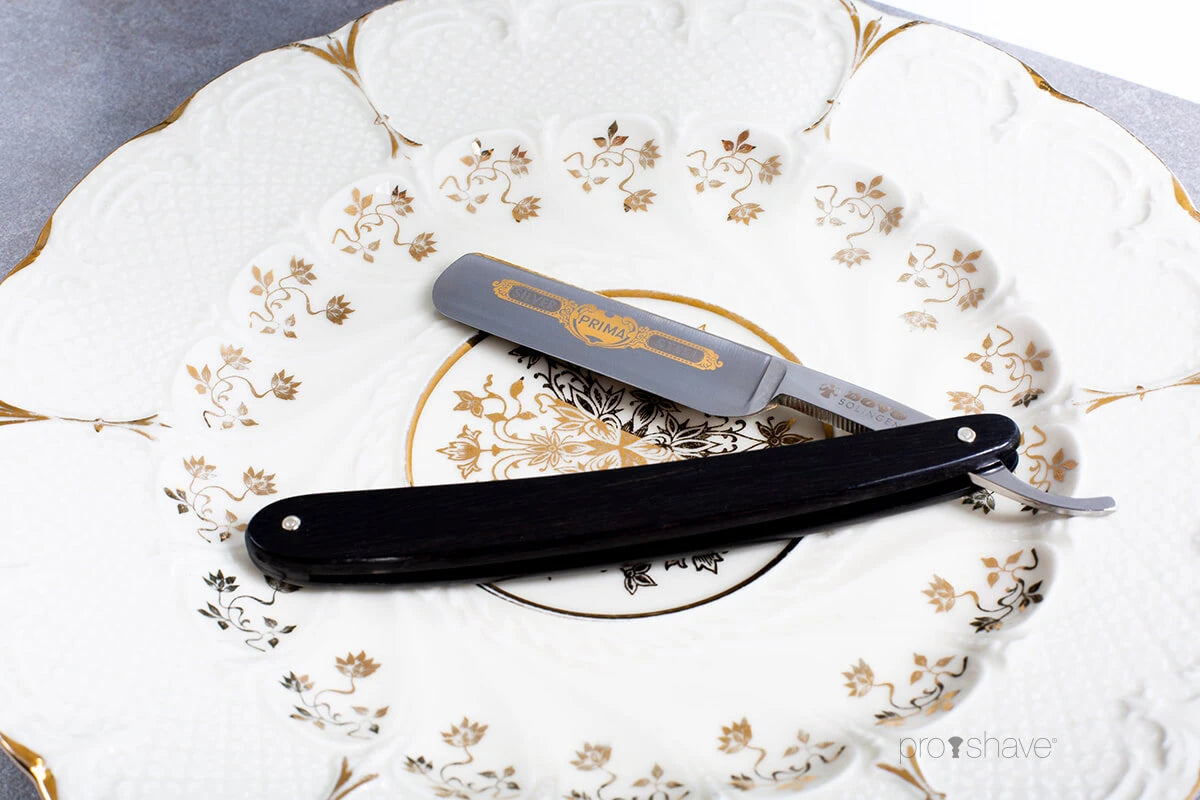 Straight Razor 5/8, Round nose, Prima, Ibenholt