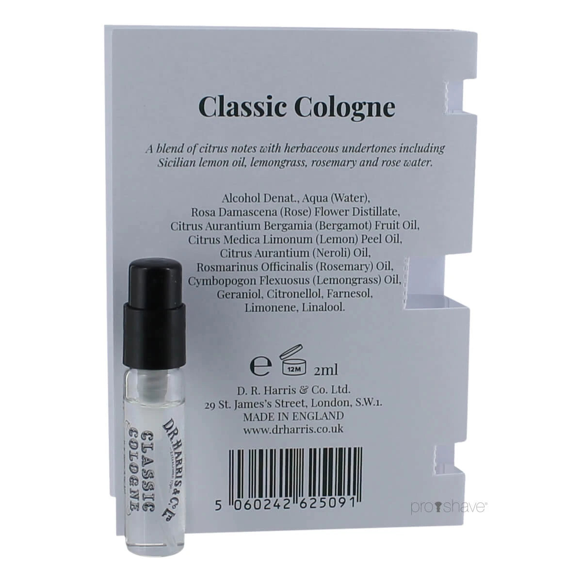 Classic Cologne, SAMPLE, 2 ml.
