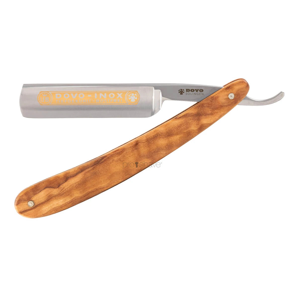 Straight Razor 5/8, Round nose, INOX, Oliventræ