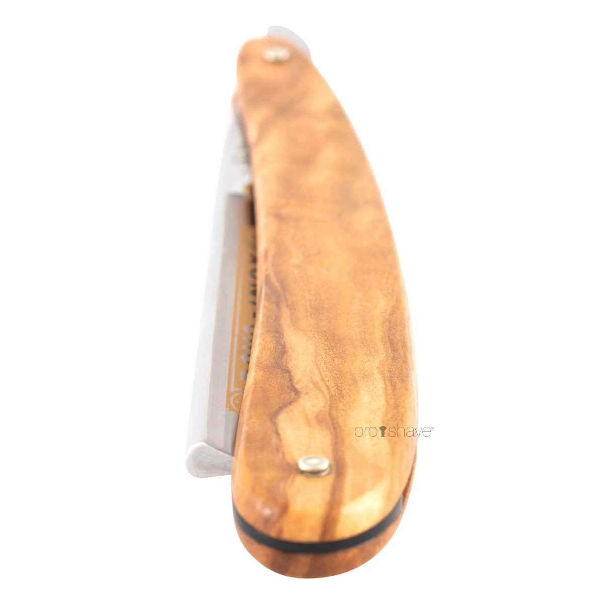 Straight Razor 5/8, Round nose, INOX, Oliventræ