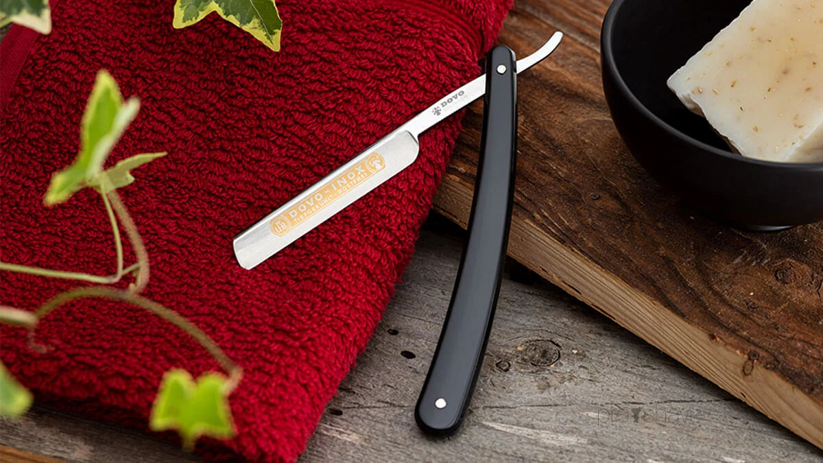 Straight Razor 3/8, French nose, INOX, Sort