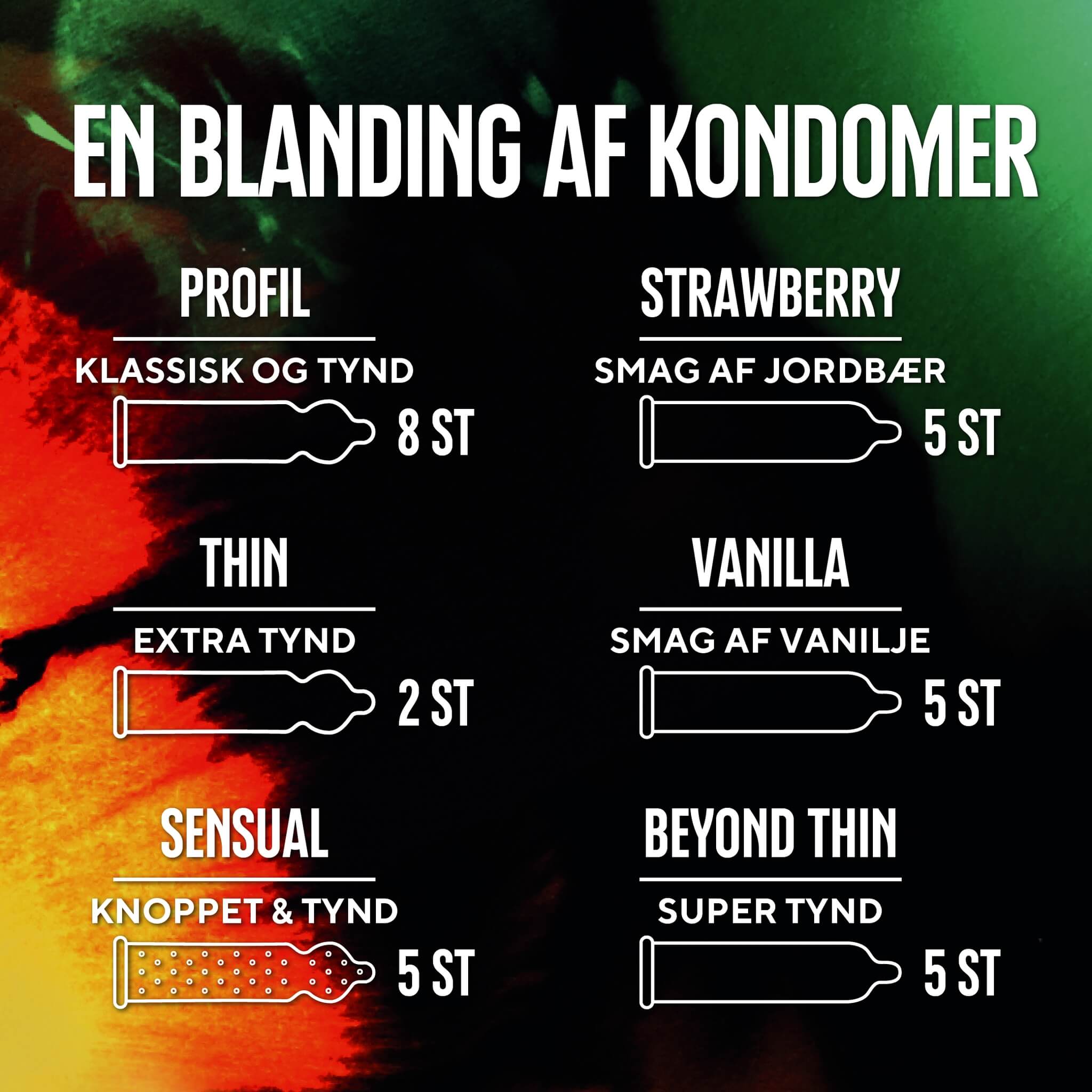Mixed Kondomer, 30 stk.