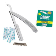 Sæt med Straight Razor + 100 Derby Klinger