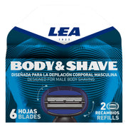 Body & Shave, Cartridge med 2 refill barberblade (3+3 klinger)