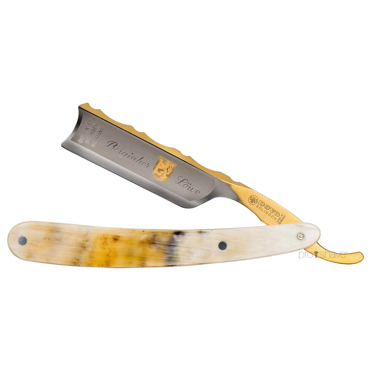 Straight Razor 6/8, Spanish point, Bergischer Löwe, Horn
