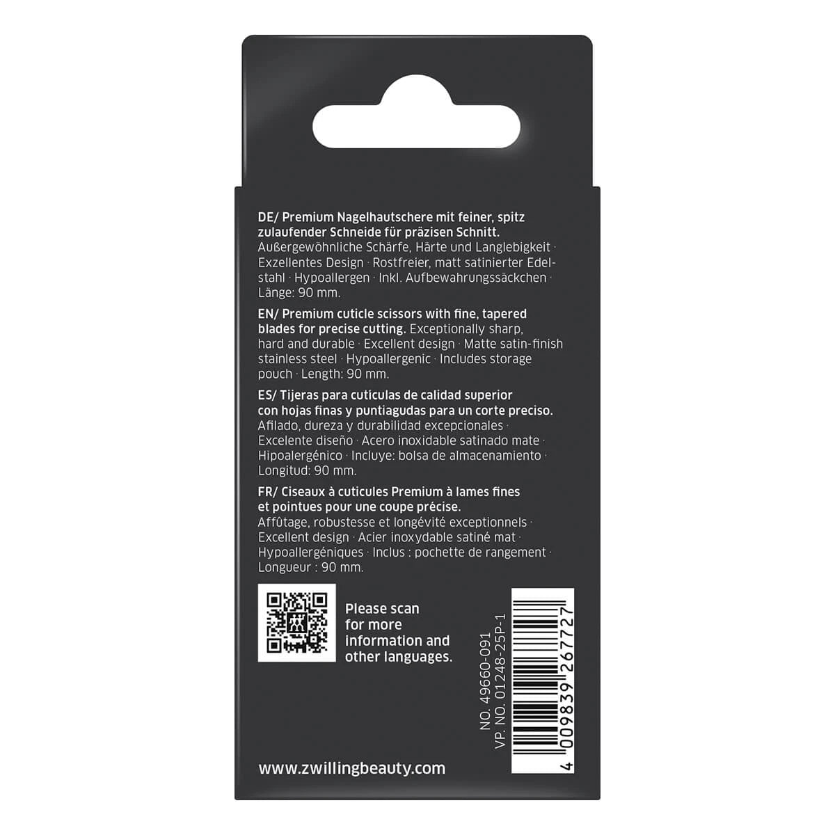 Neglebåndssaks, Mat