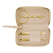Manicuresæt, 3 dele, Guld, Off-White Læder