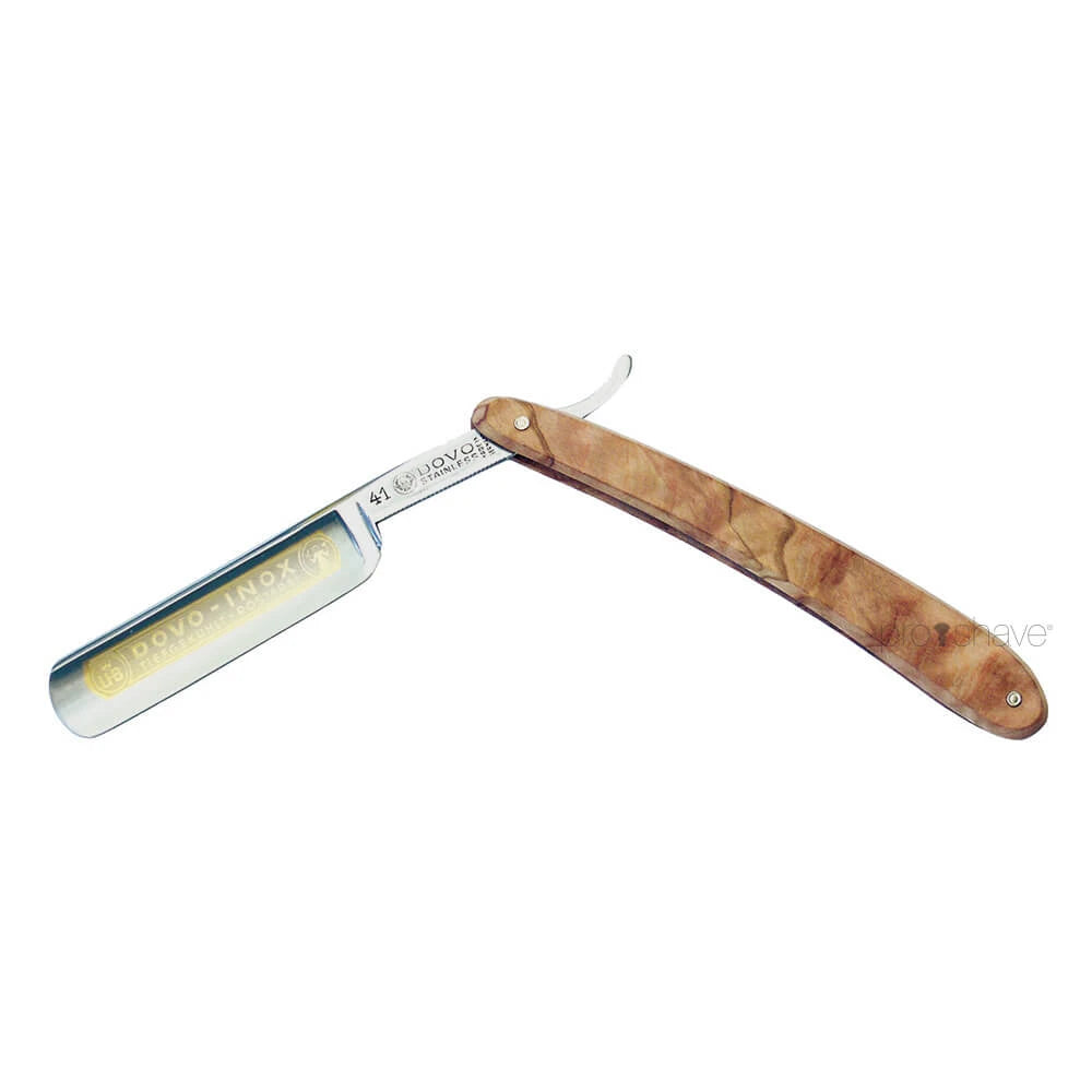 Straight Razor 5/8, Round nose, INOX, Oliventræ