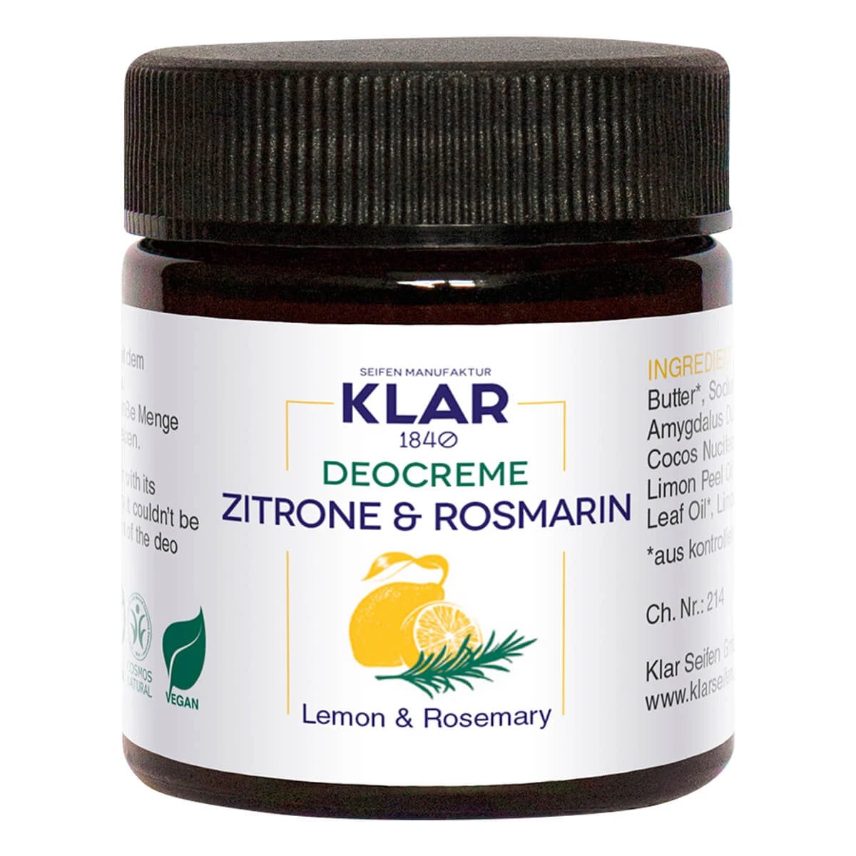 Deodorant Creme, Citron & Rosmarin, 30 ml.