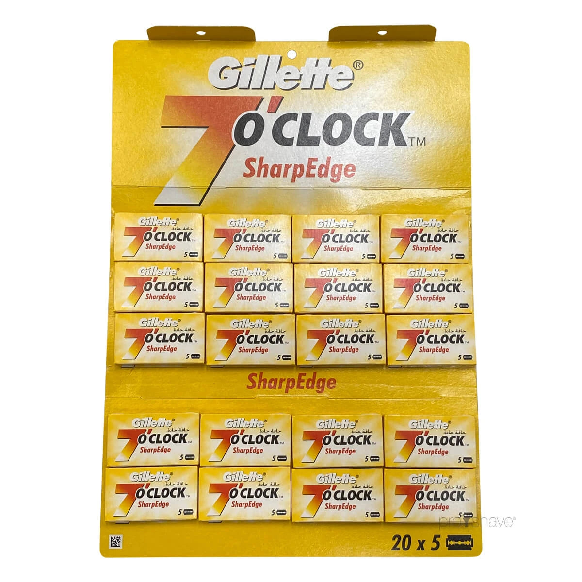 7 O'Clock SharpEdge DE-Barberblade, Gul, 1 Stang, 20x5 stk. (100 stk.)