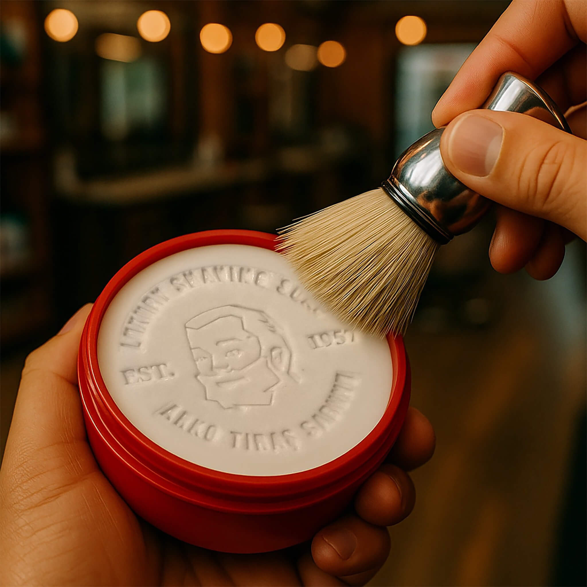 Barbersæbe i skål, 150 g.