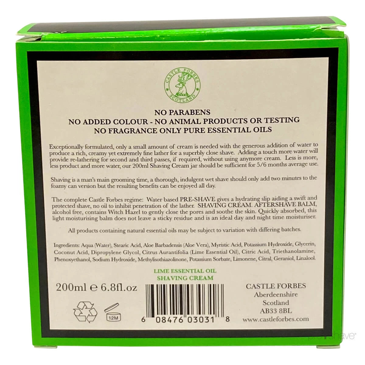 Barbercreme, Lime Essential Oils, 200 ml.