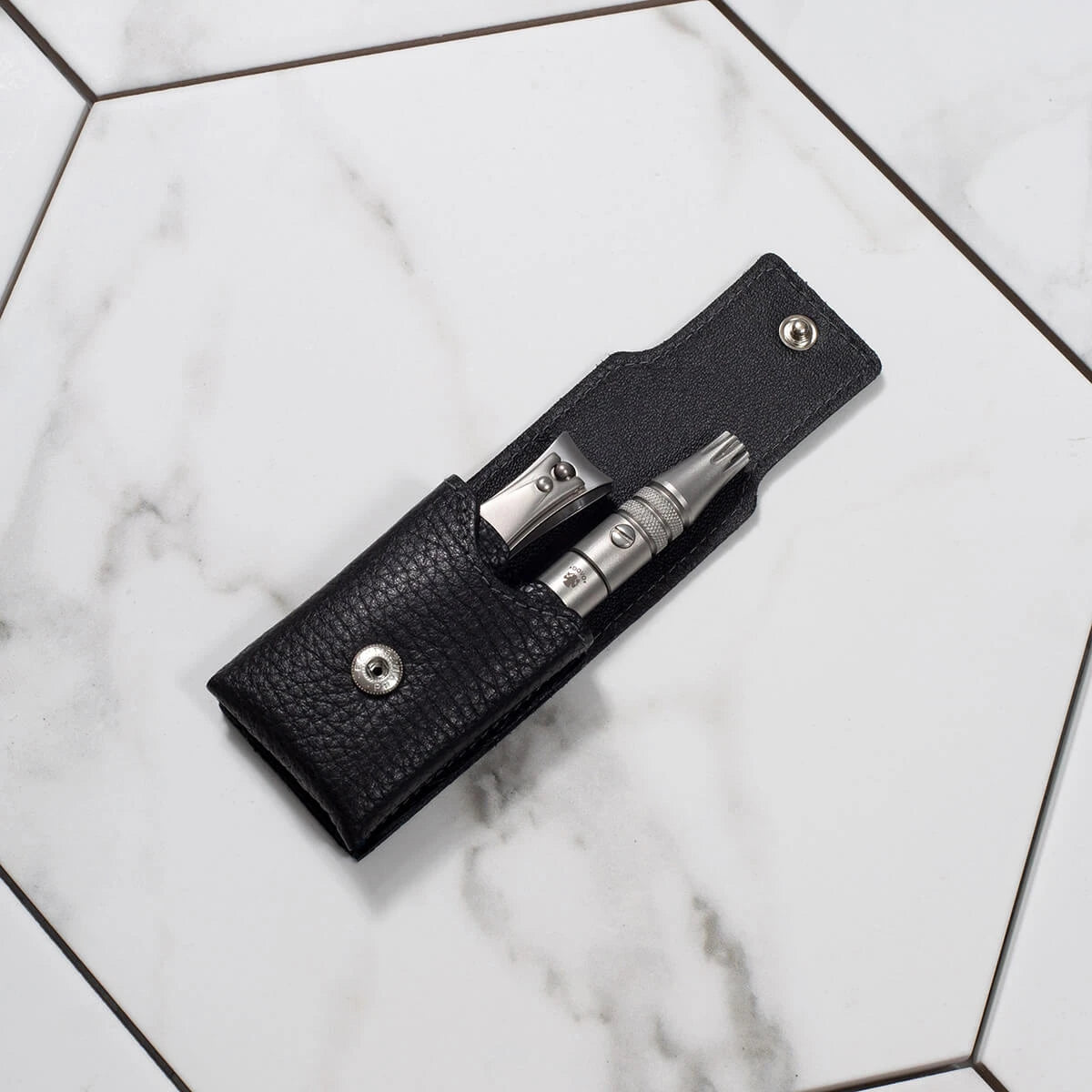 Grooming Sæt med Klipette & Negleklipper, Sort læder