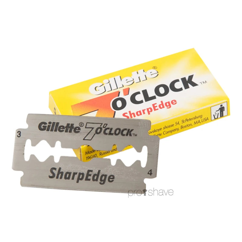 7 O'Clock SharpEdge DE-Barberblade, Gul, 1 Stang, 20x5 stk. (100 stk.)