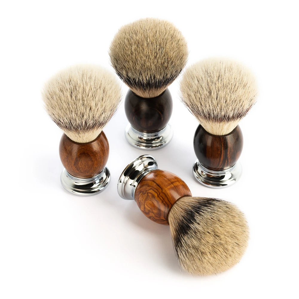 Barbersæt med DE-skraber, Fibre Barberkost og Holder, Sophist, Ironwood