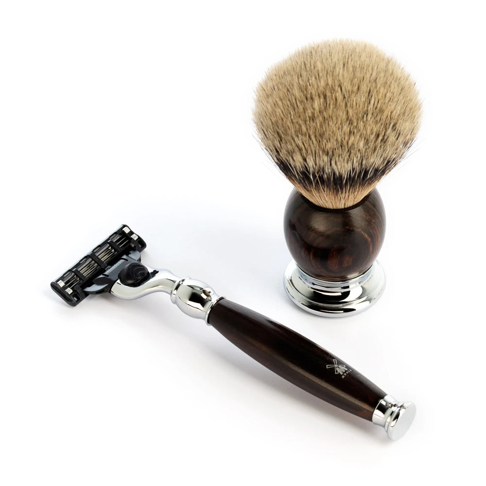 Barbersæt med Mach3 Skraber, Barberkost og Holder, Sophist, Ironwood