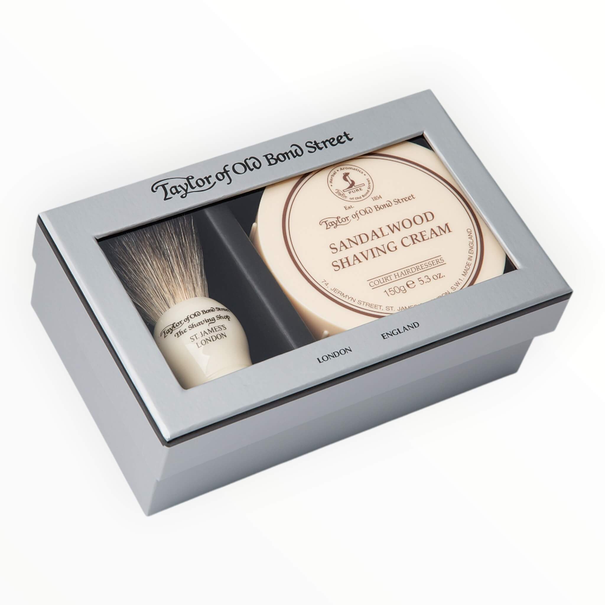 Gaveæske med Pure Badger Barberkost og Barbercreme, Sandeltræ