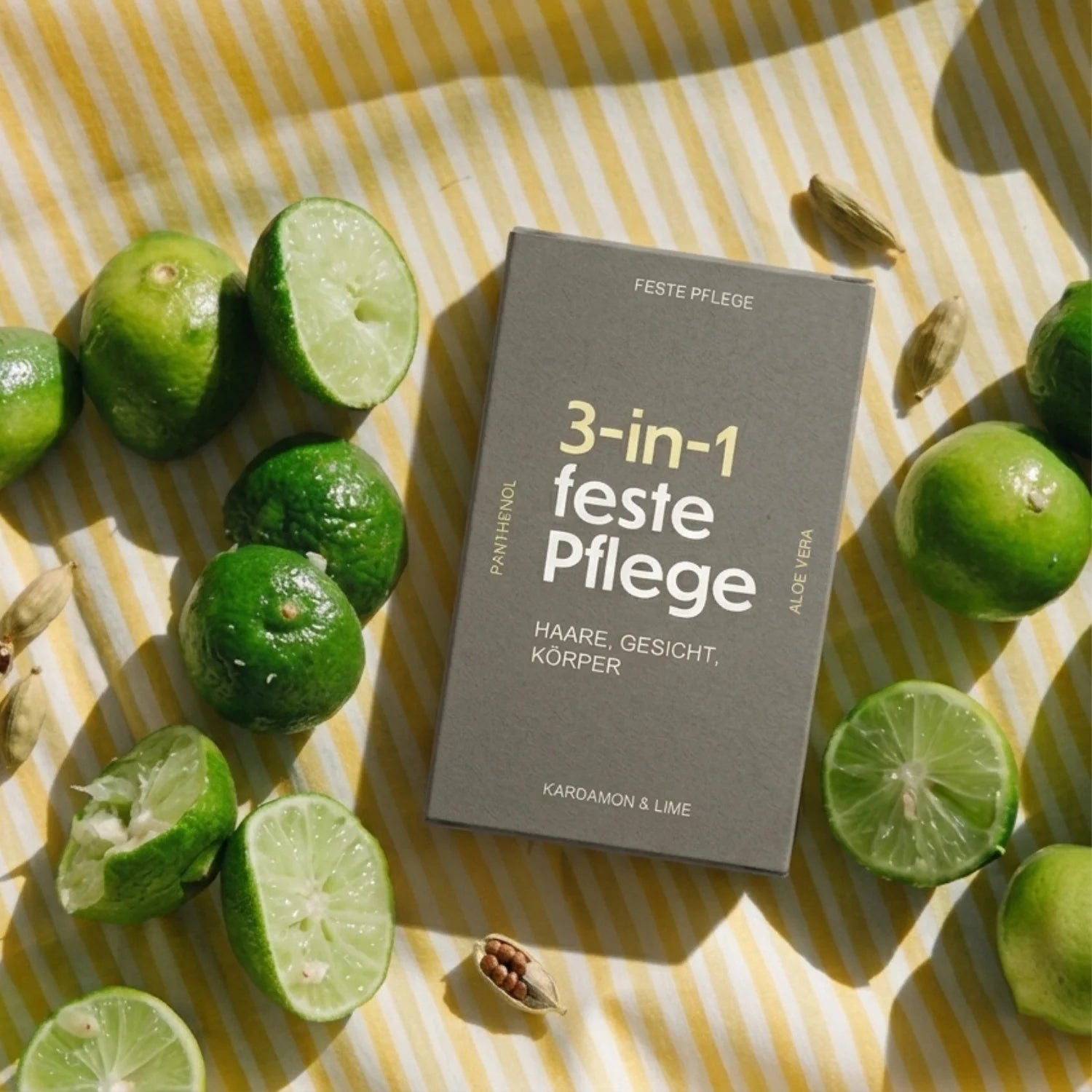 3-i-1 Sæbe til Hår, Ansigt & Krop, Kardemomme & Lime, 100 g.