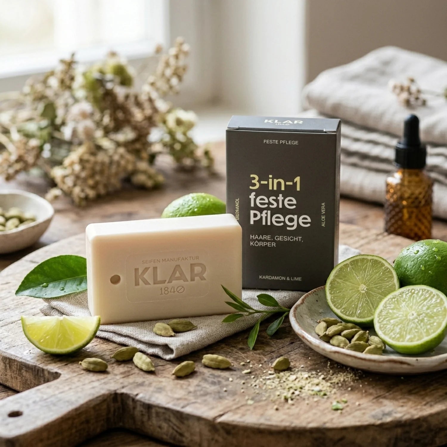 3-i-1 Sæbe til Hår, Ansigt & Krop, Kardemomme & Lime, 100 g.