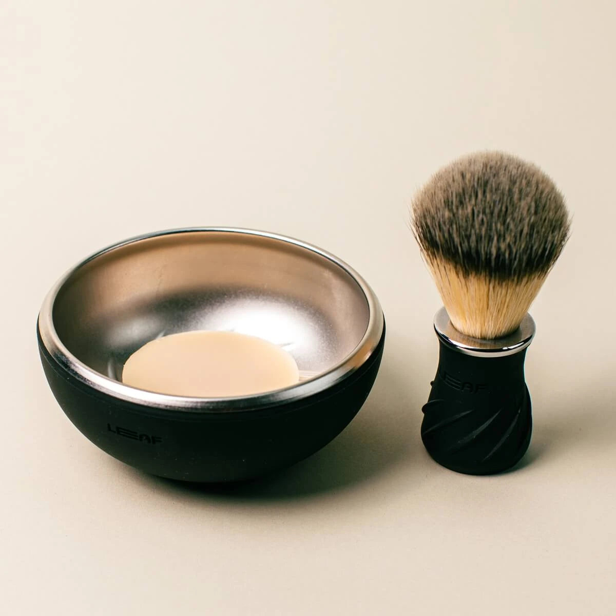 Sæt med Barberkost & Barberskål, Sort