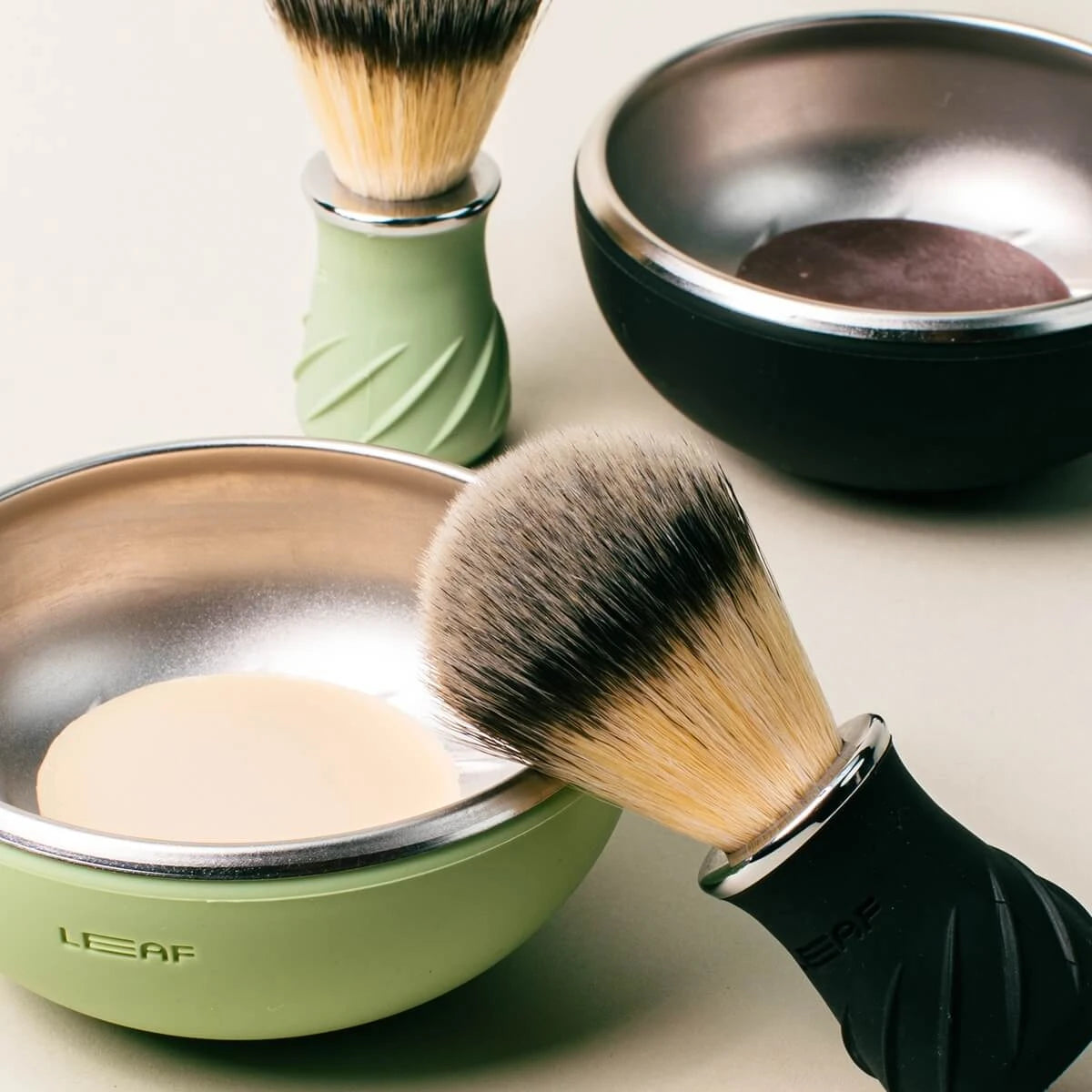 Sæt med Barberkost & Barberskål, Grøn