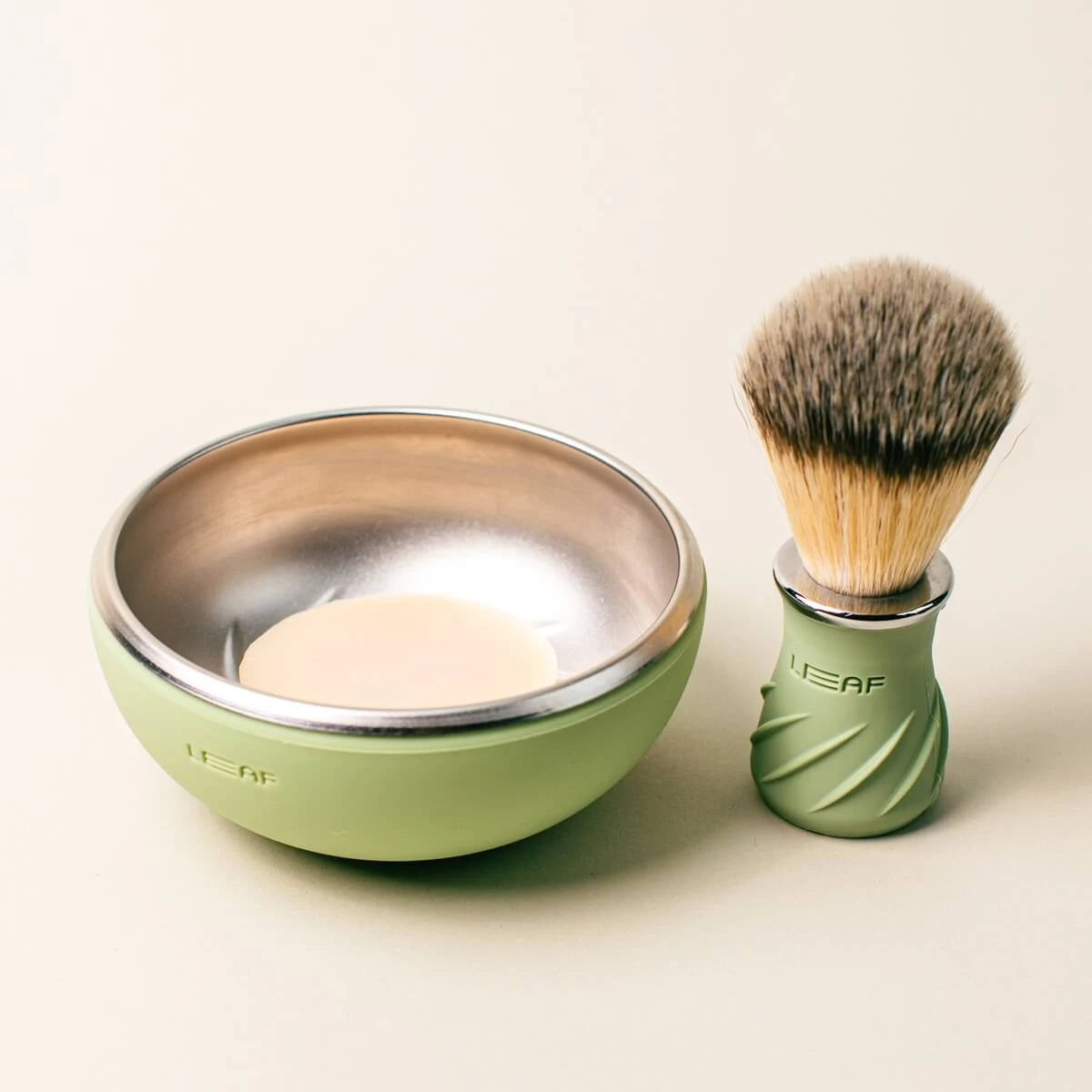 Sæt med Barberkost & Barberskål, Grøn
