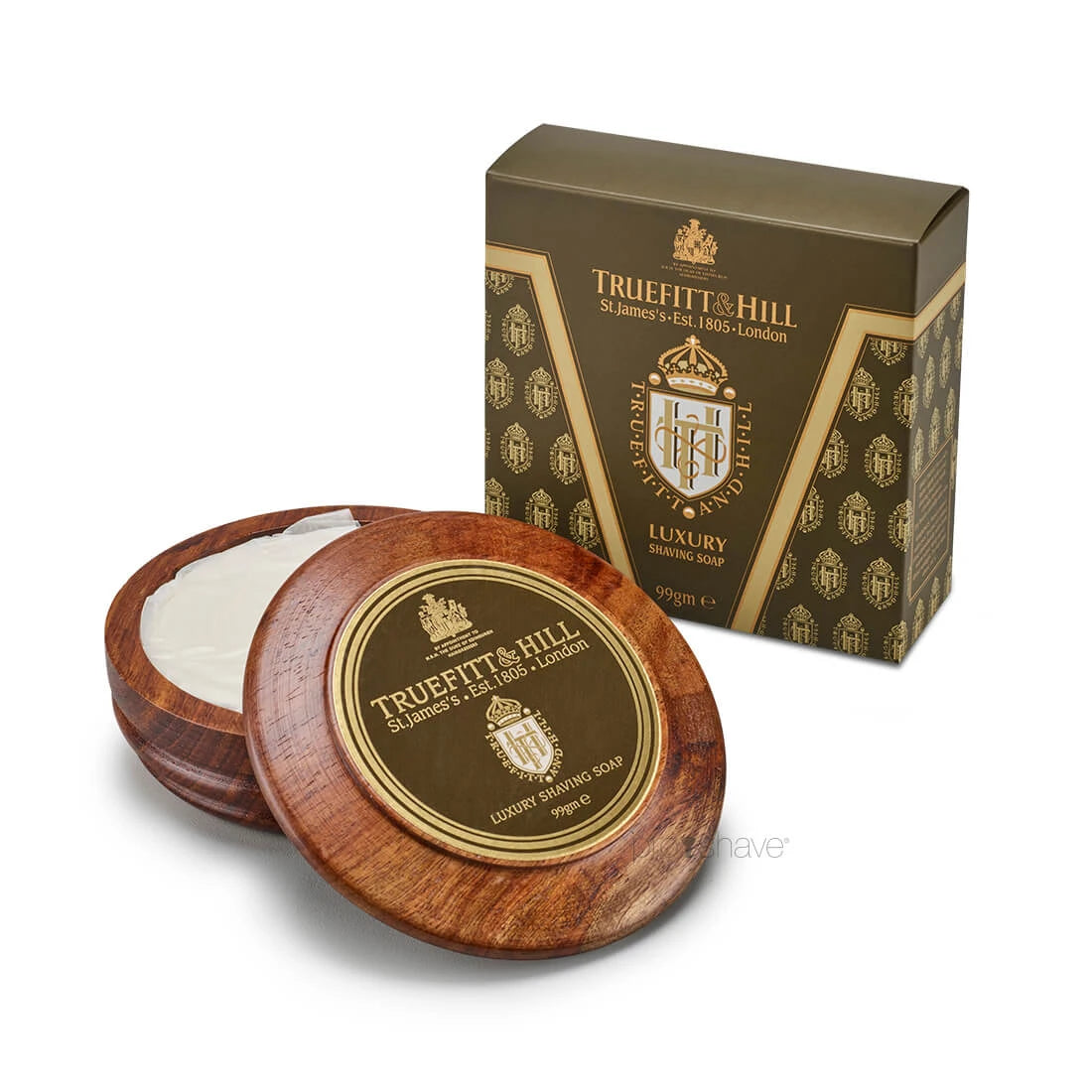 Barbersæbe i træskål, Luxury, 99 gr.