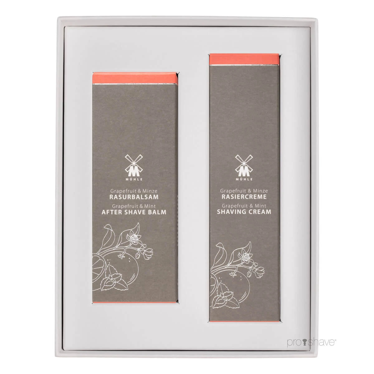 Gaveæske med Barbercreme og Aftershave Balm, Grapefrugt & Mint