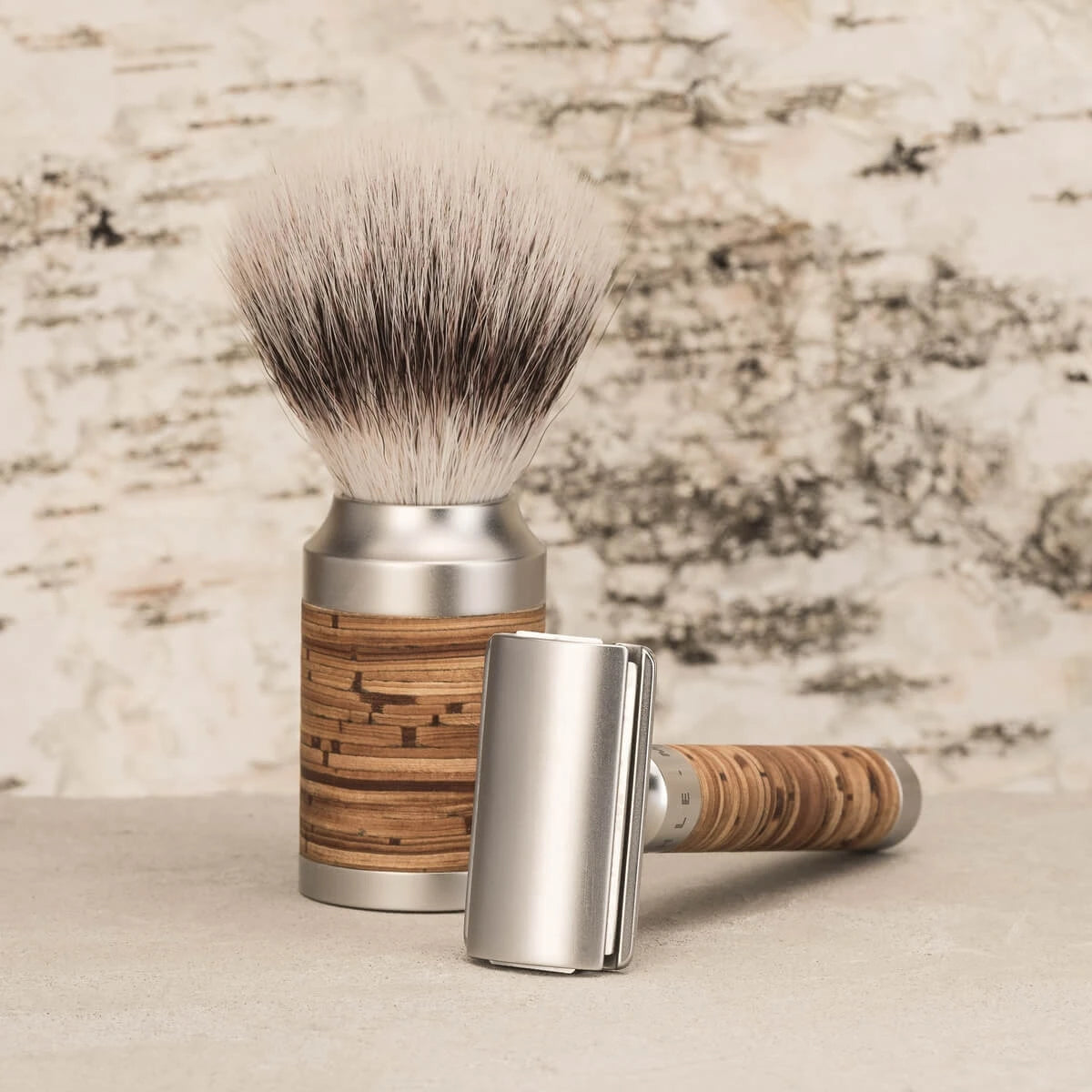 Silvertip Fibre® Barberkost, 21 mm, Rocca, Rustfrit stål & Birkebark