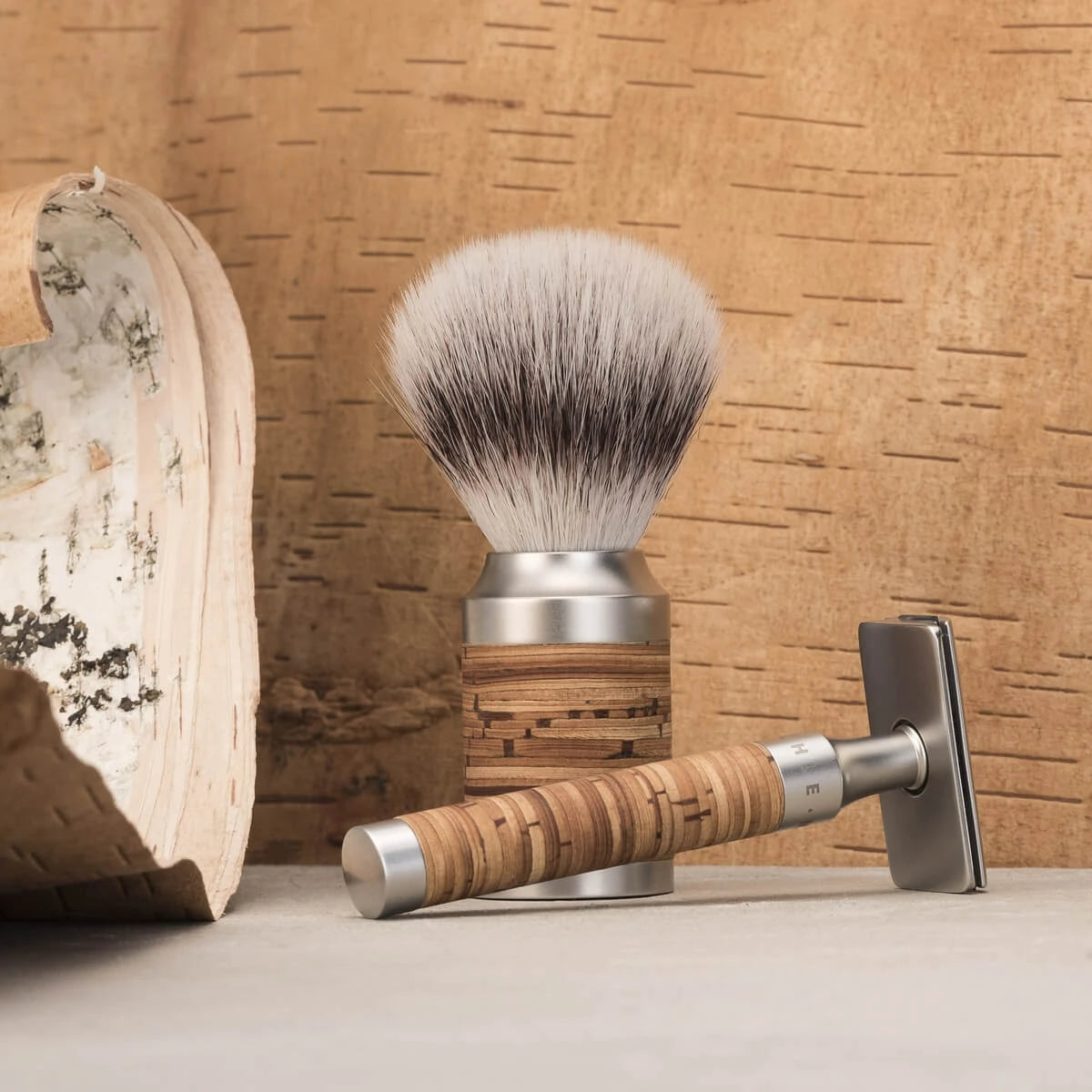 Silvertip Fibre® Barberkost, 21 mm, Rocca, Rustfrit stål & Birkebark