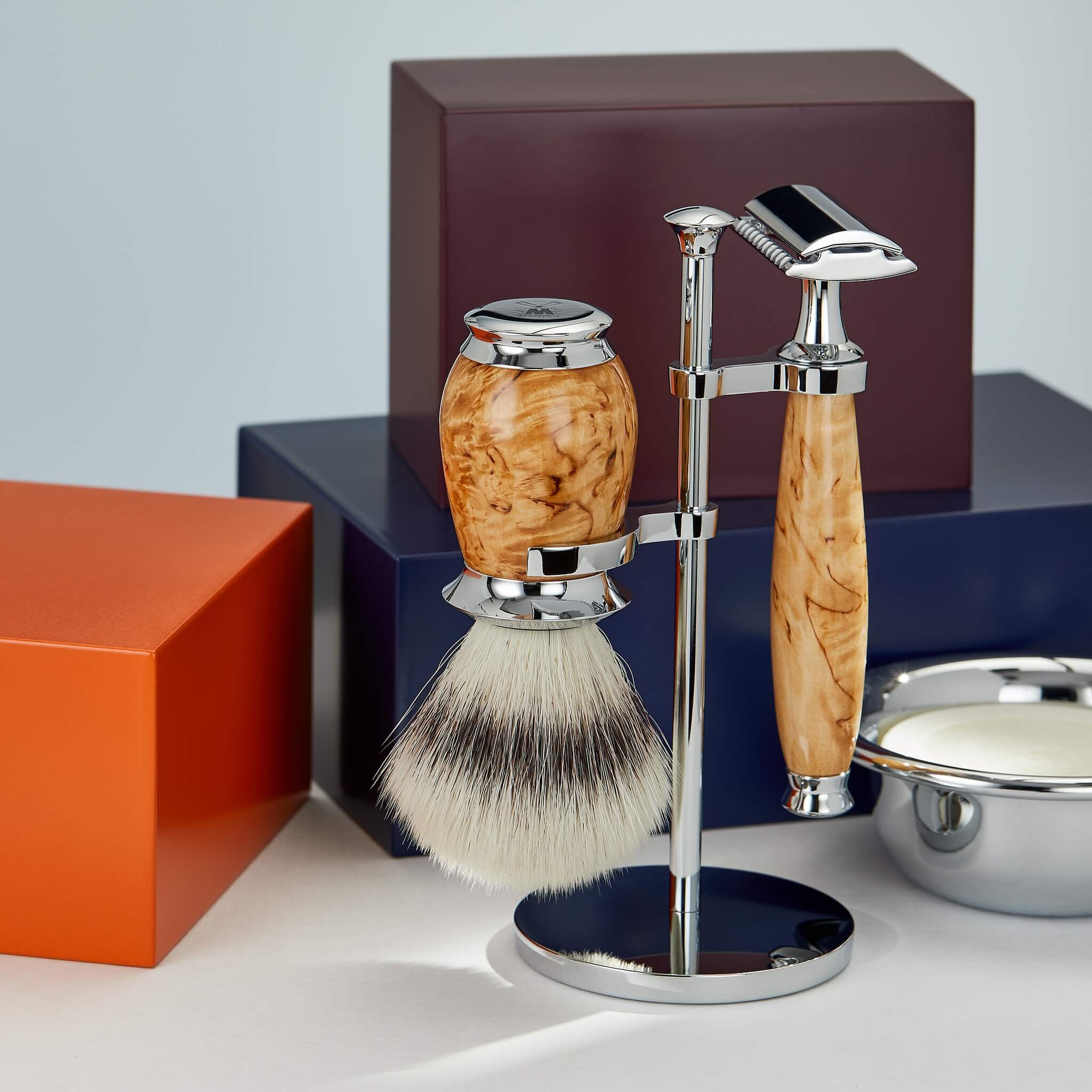 Silvertip Fibre® Barberkost, 21 mm, Purist, Karelian burl birk
