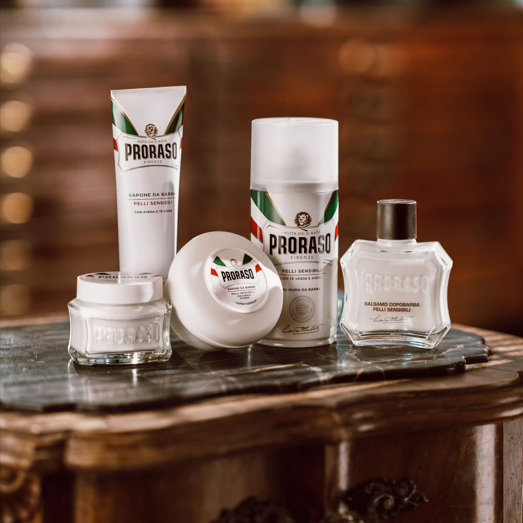 Barbersæbe i skål - Sensitive, Grøn Te & Havre, 150 ml.