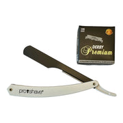 Straight Razor til udskiftelige blade, P2, Hvid + 100 Derby Klinger