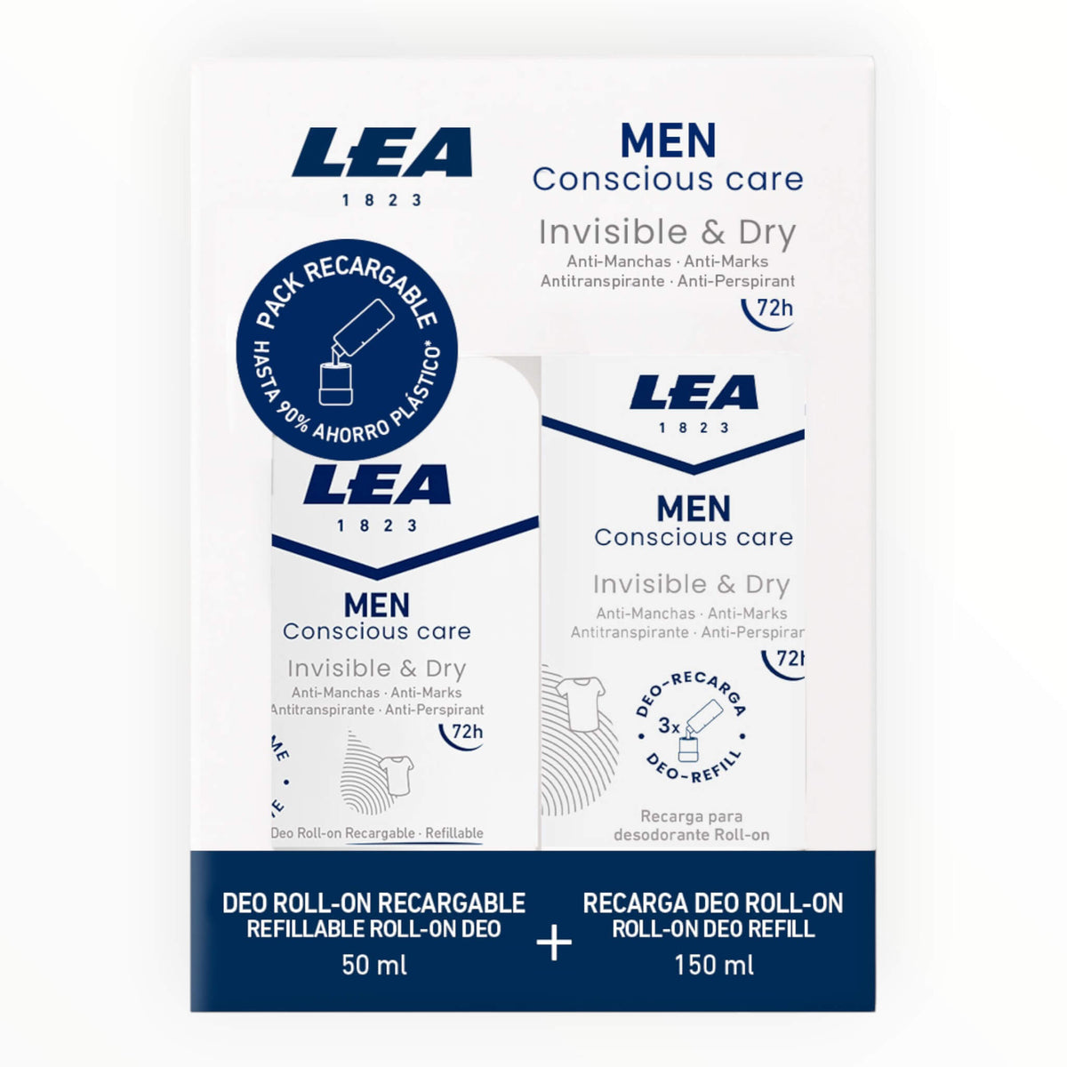 Gaveæske med Genopfyldelig Roll-on Deodorant + Refill, Invisible & Dry, Men