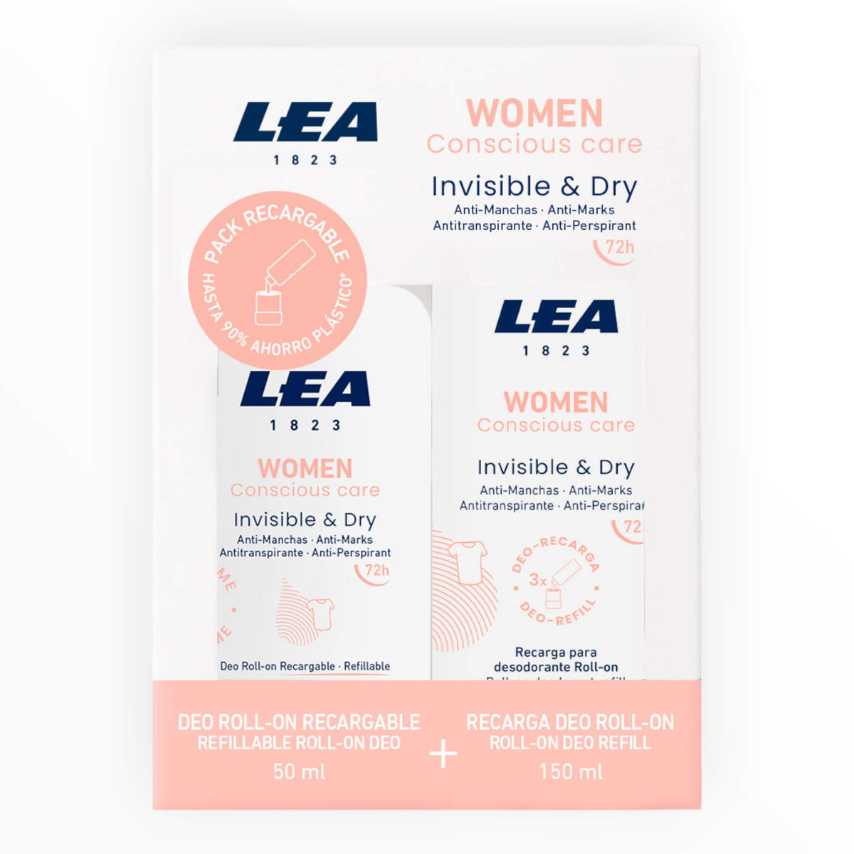 Gaveæske med Genopfyldelig Roll-on Deodorant + Refill, Invisible & Dry, Women