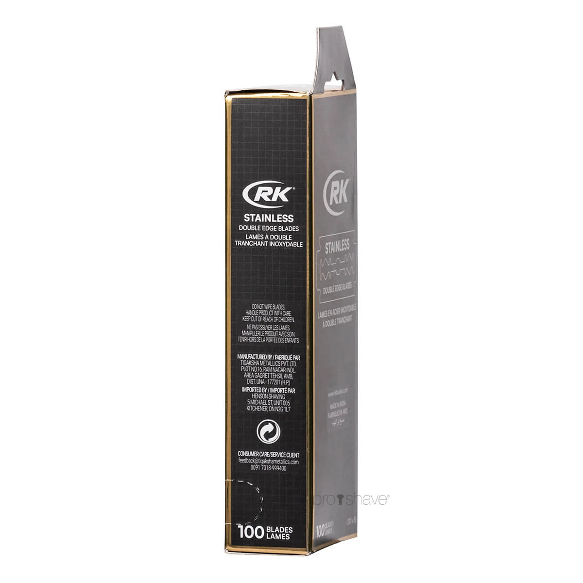 RK Shaving Stainless DE-Barberblade, 1 Stang, 20x5 stk. (100 stk.)