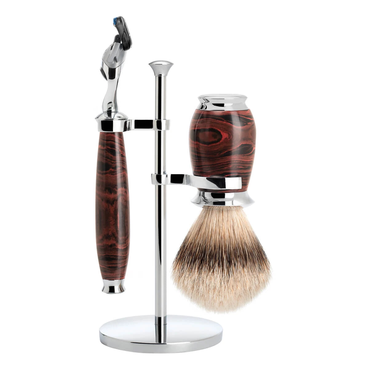Barbersæt med Fusion Skraber, Barberkost og Holder, Purist, Ebonite
